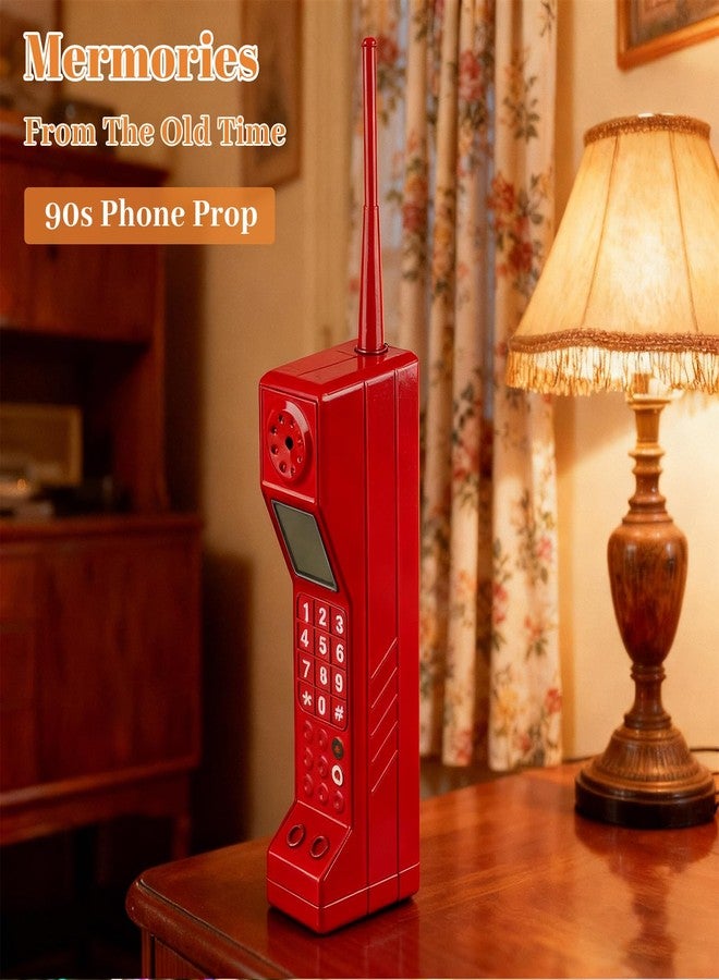 Pilipane Retro Brick Cell Phoness Ornament, 80s 90s Vintage Brick Mobile Phoness Model Halloween Party Decorations Old Fashioned Cell Phoness Model Photography Props Home Living Room (Red) - Image 4